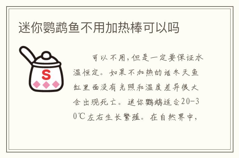 迷你鹦鹉鱼不用加热棒可以吗